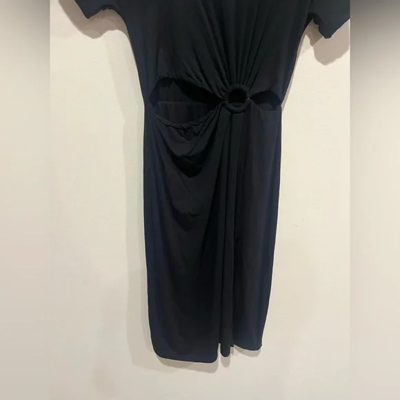 NWT Good American Ring Cut Out Black Midi Dress Size 1 (Small) - Picture 5 of 10